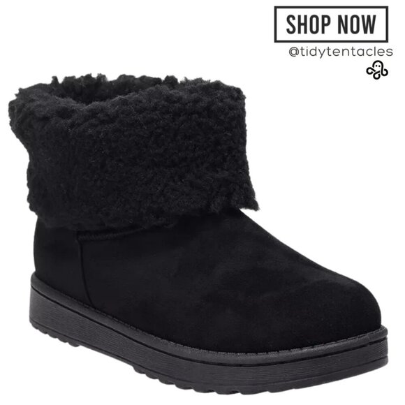 Faux Fur Cuff Women's Ankle Boot Women's Size 7.5 in Black - Picture 1 of 4